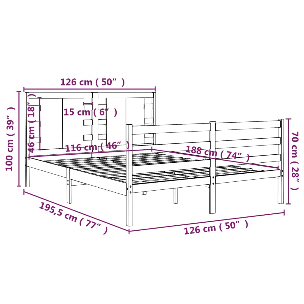 Giroletto Bianco Legno Massello di Pino 120x190cm Small Double - homemem39