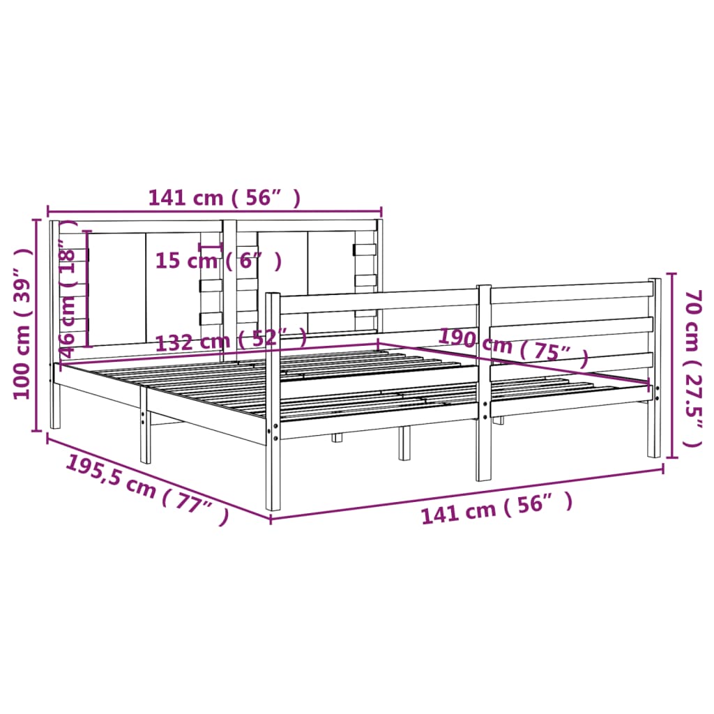 Giroletto in Legno Massello 135x190 cm Small Double - homemem39