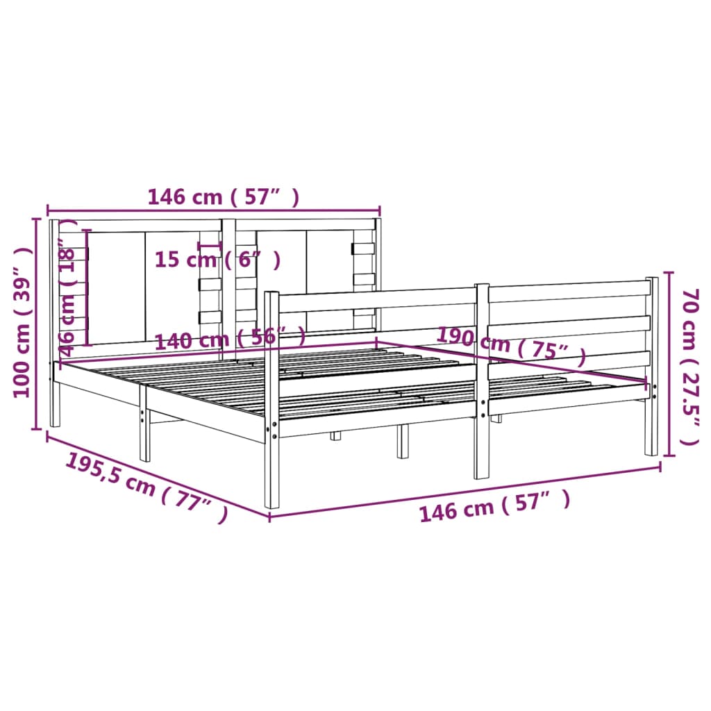 Giroletto Grigio in Legno Massello di Pino 140x190 cm - homemem39