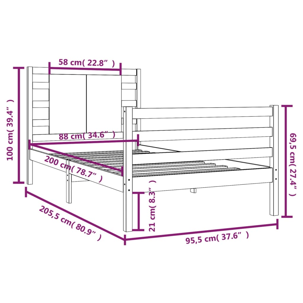 Giroletto in Legno Massello di Pino 90x200 cm - homemem39