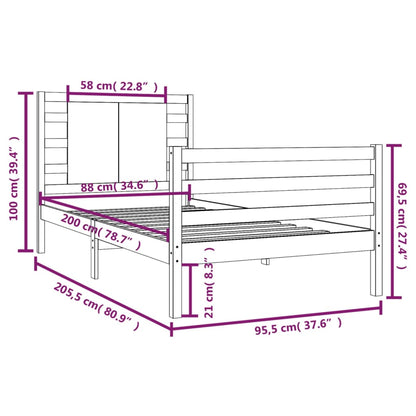 Giroletto Bianco in Legno Massello di Pino 90x200 cm - homemem39