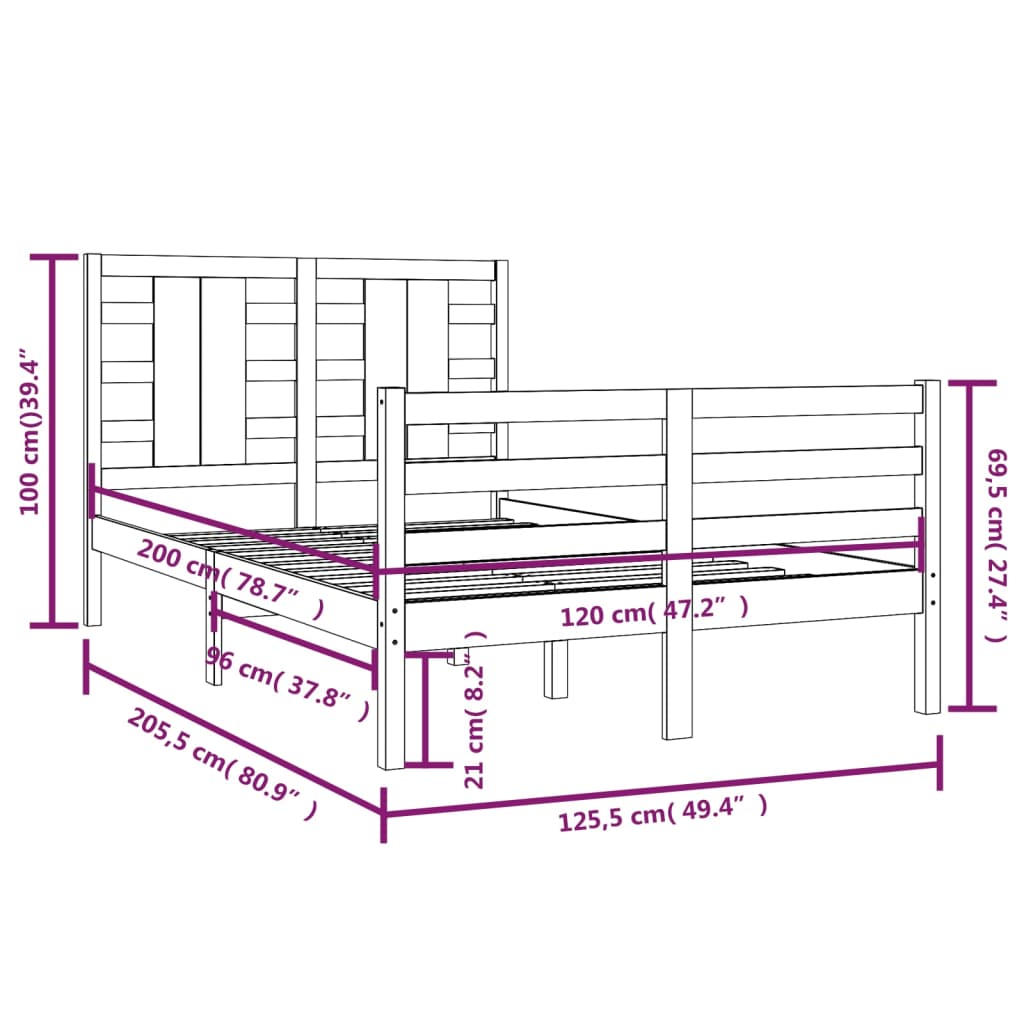 Giroletto Bianco in Legno Massello di Pino 120x200 cm - homemem39