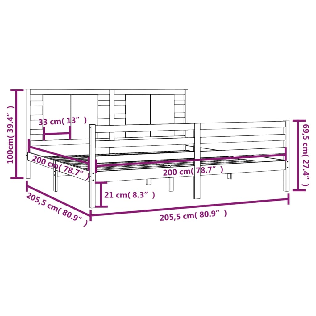 Giroletto in Legno Massello di Pino 200x200 cm - homemem39