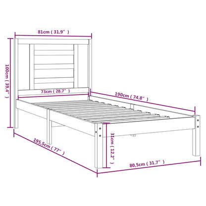 Giroletto Bianco in Legno Massello 75x190 cm Small Single - homemem39