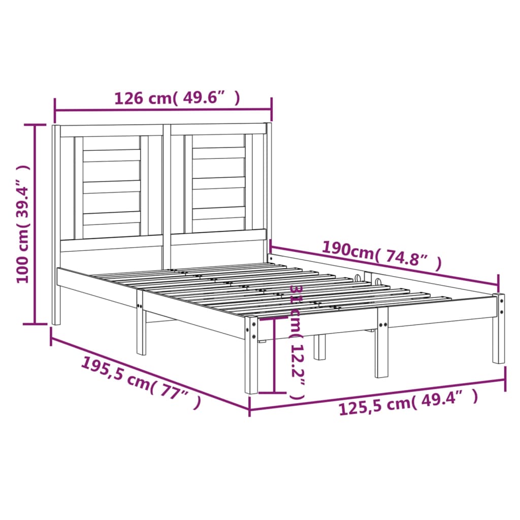 Giroletto Nero in Legno Massello 120x190 cm 4FT Small Double - homemem39