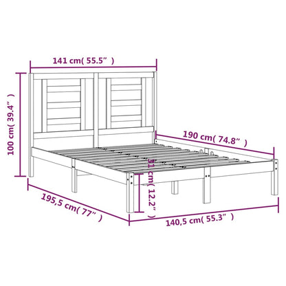 Giroletto Grigio in Legno Massello Pino 135x190 cm 4FT6 Double - homemem39