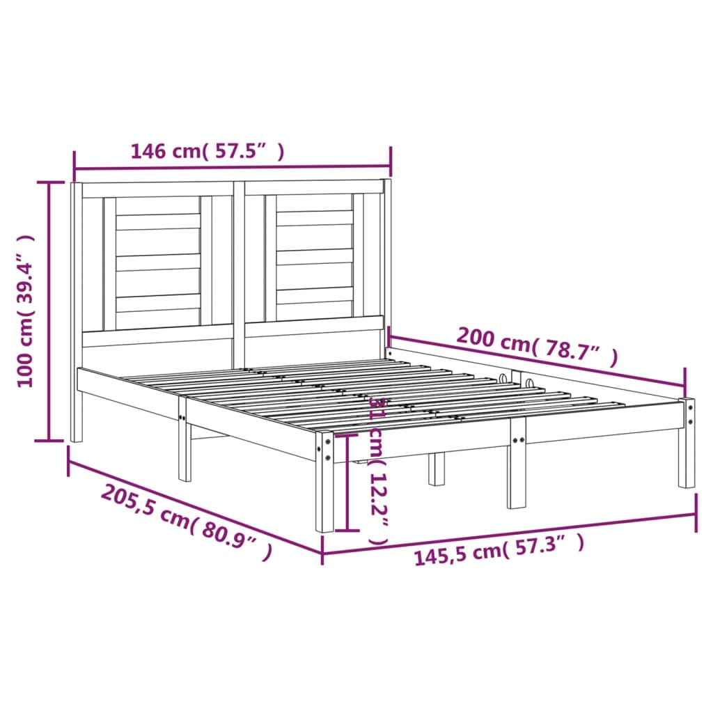 Giroletto Bianco in Legno Massello di Pino 140x200 cm - homemem39