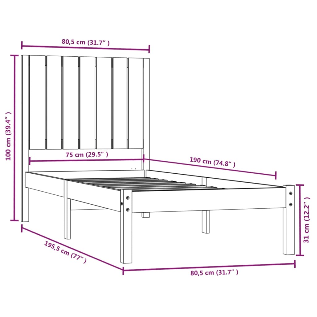 Giroletto in Legno Massello 75x190 cm Small Single - homemem39