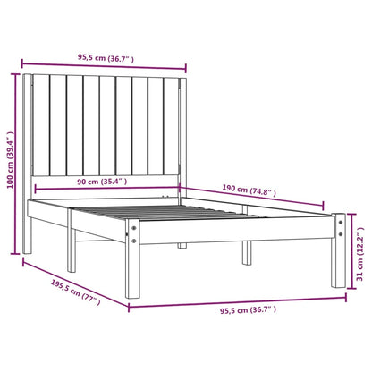 Giroletto Nero in Legno Massello di Pino 90x190 cm 3FT Single - homemem39