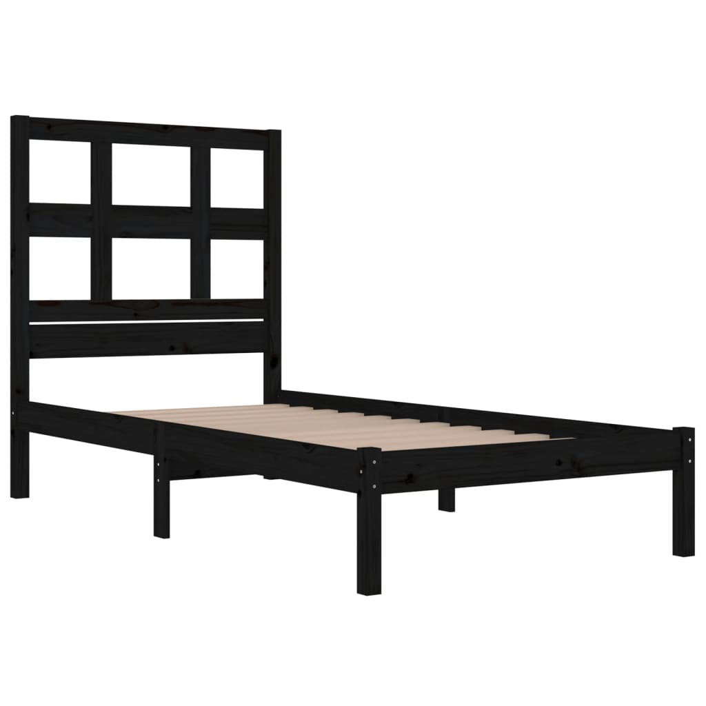 Giroletto in Legno Massello Nero 75x190 cm Small Single - homemem39