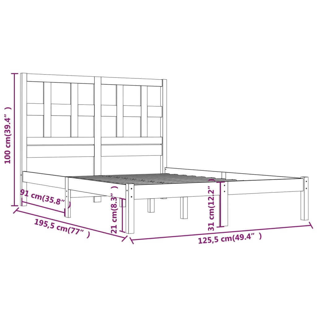 Giroletto in Legno Massello di Pino 120x190cm Small Double - homemem39