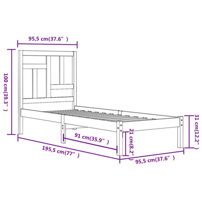 Giroletto Bianco in Legno Massello di Pino 90x190 cm Single - homemem39