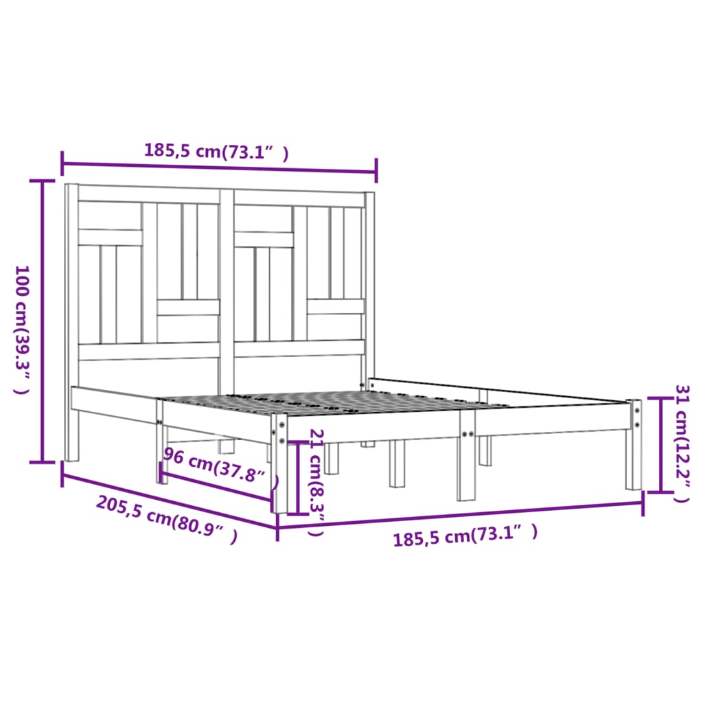 Giroletto Bianco Legno Massello Pino 180x200 cm 6FT Super King - homemem39