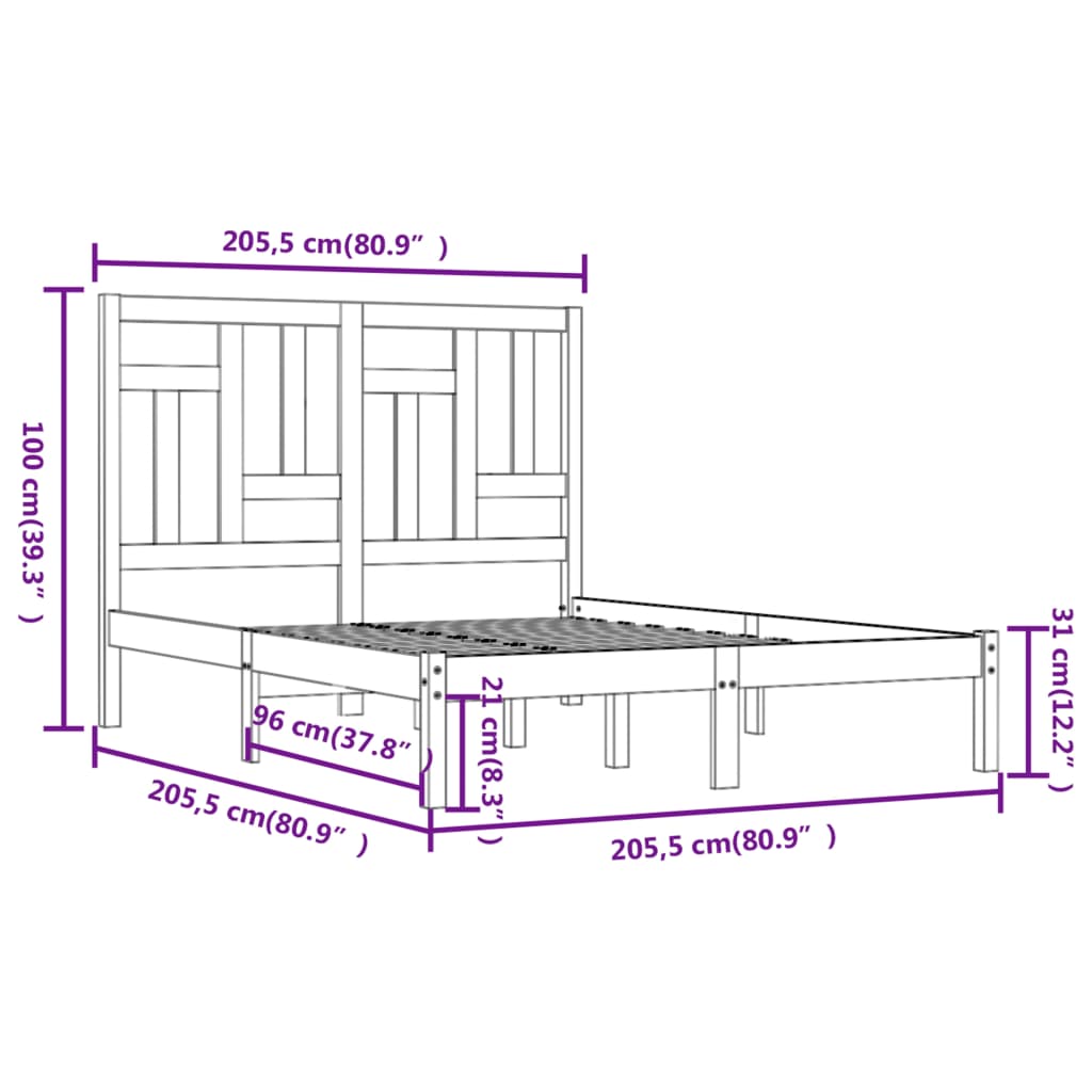 Giroletto Bianco in Legno Massello di Pino 200x200 cm - homemem39