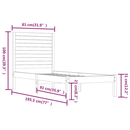 Giroletto Bianco in Legno Massello 75x190 cm Small Single - homemem39