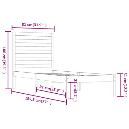 Giroletto in Legno Massello Nero 75x190 cm Small Single - homemem39