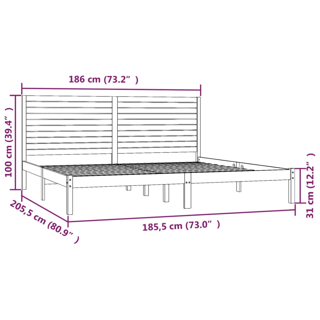 Giroletto Nero in Legno Massello 180x200 cm Super King - homemem39