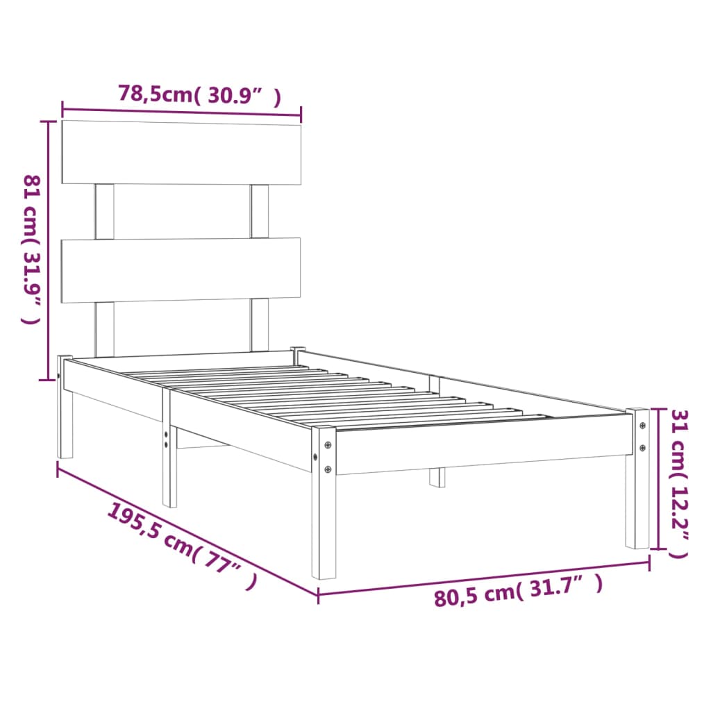 Giroletto in Legno Massello 75x190 cm Small Single - homemem39