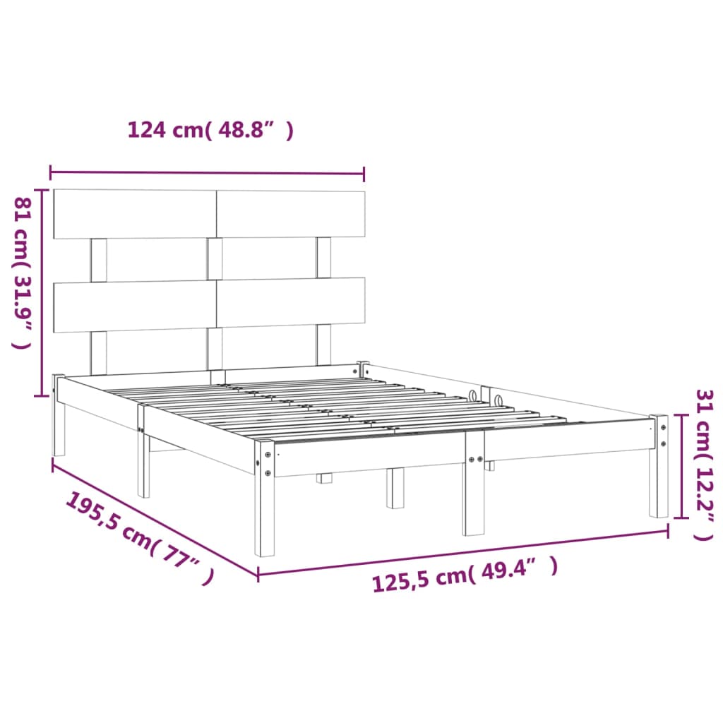 Giroletto Bianco in Legno Massello 120x190 cm Small Double - homemem39