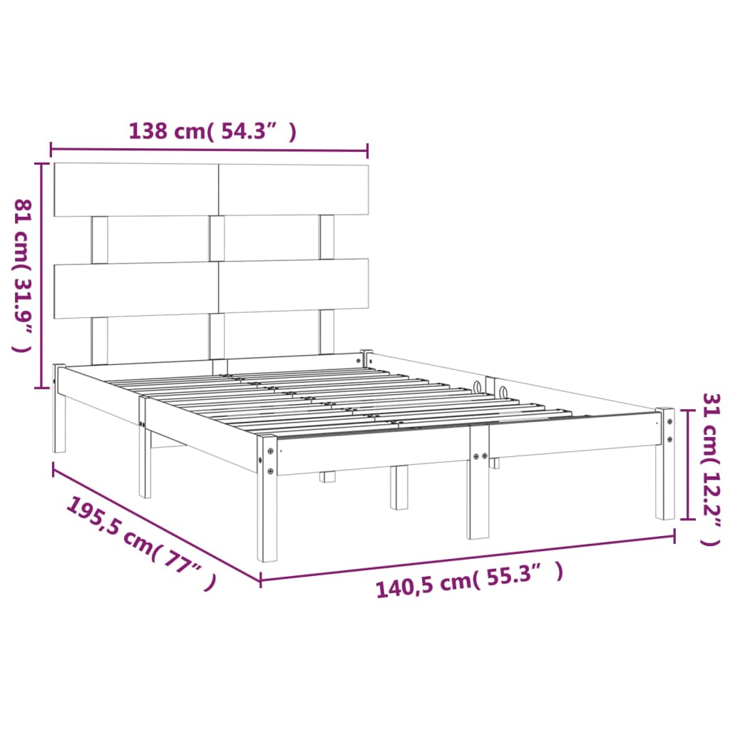 Giroletto in Legno Massello 135x190 cm 4FT6 Double - homemem39