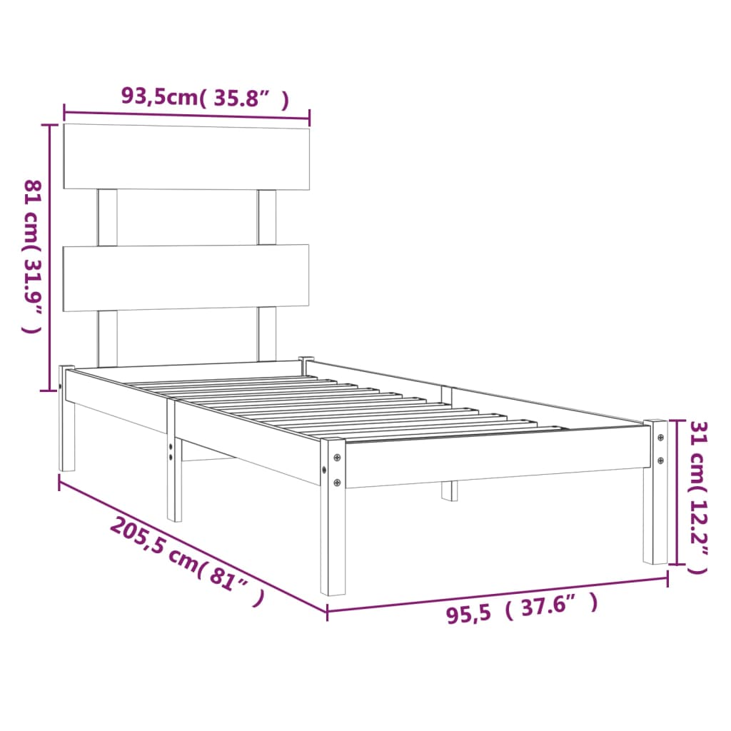 Giroletto Bianco in Legno Massello 90x200 cm - homemem39