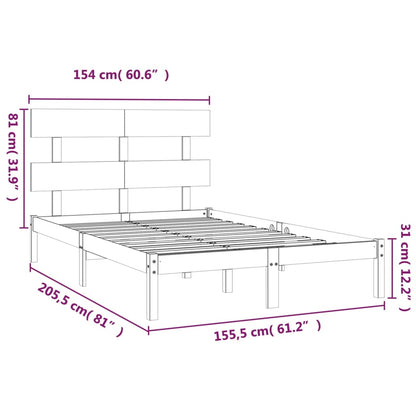 Giroletto Grigio in Legno Massello 150x200 cm 5FT King Size - homemem39