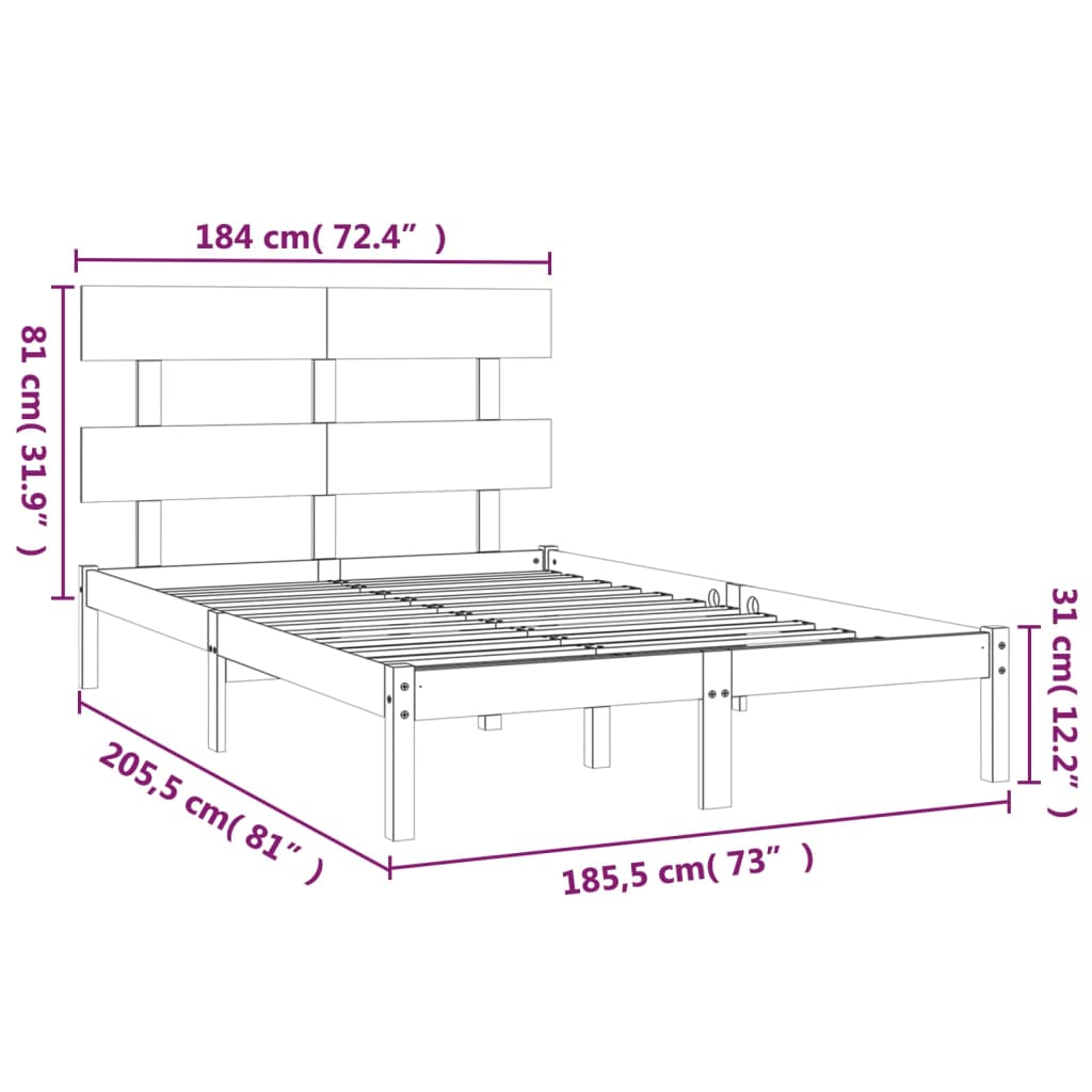 Giroletto Bianco in Legno Massello 180x200 cm 6FT Super King - homemem39