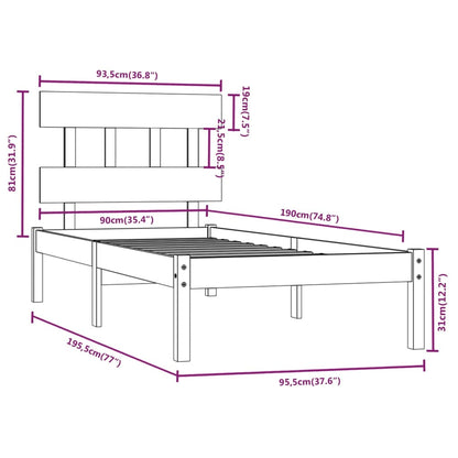 Giroletto Bianco in Legno Massello 90x190 cm Single - homemem39