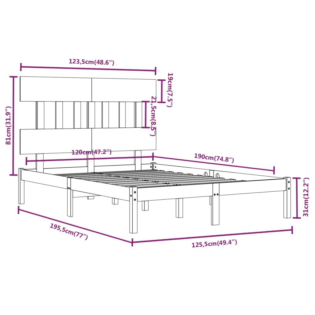 Giroletto Bianco in Legno Massello 120x190 cm Small Double - homemem39