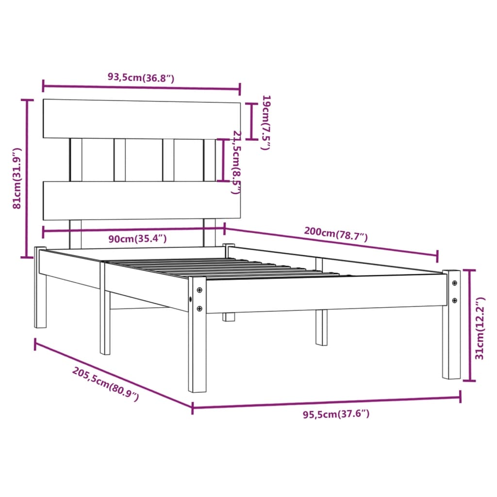 Giroletto in Legno Massello 90x200 cm - homemem39