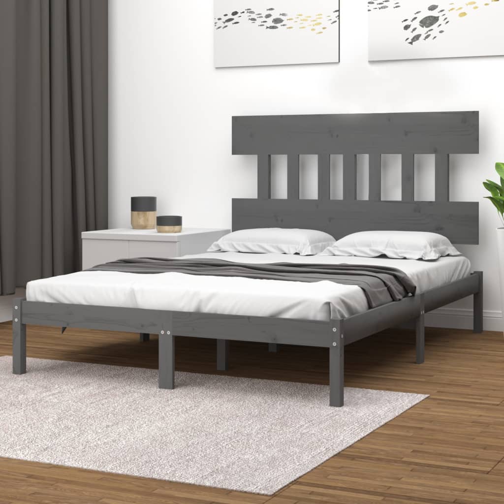 Giroletto Grigio in Legno Massello 150x200 cm 5FT King Size - homemem39