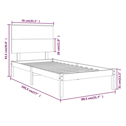 Giroletto in Legno Massello 75x190 cm Small Single - homemem39