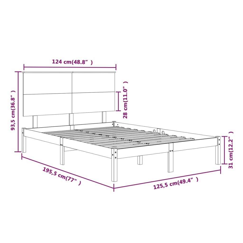 Giroletto Bianco in Legno Massello 120x190 cm Small Double - homemem39