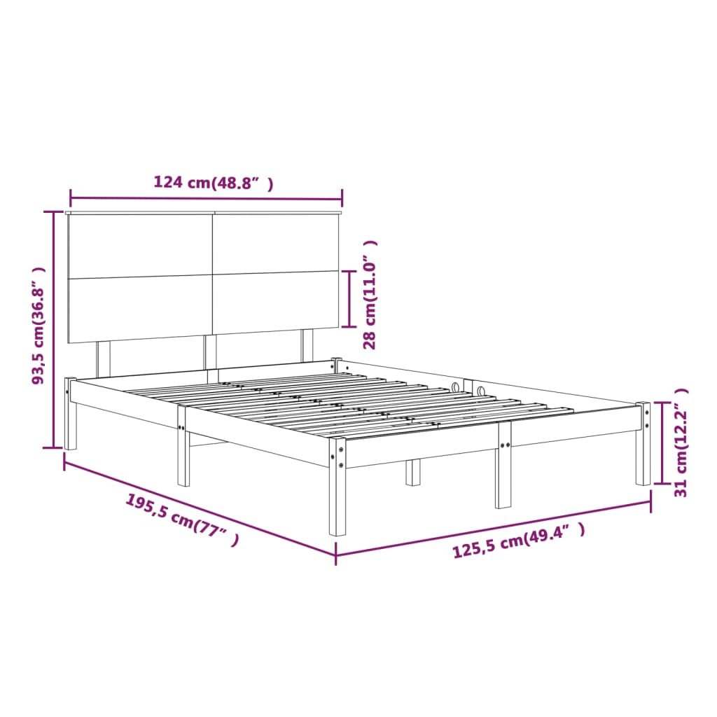 Giroletto Nero in Legno Massello 120x190 cm 4FT Small Double - homemem39