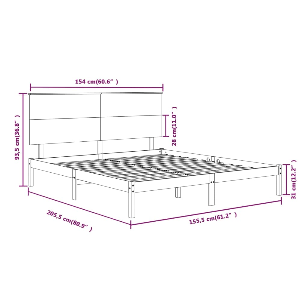 Giroletto Bianco in Legno Massello 150x200 cm King Size - homemem39