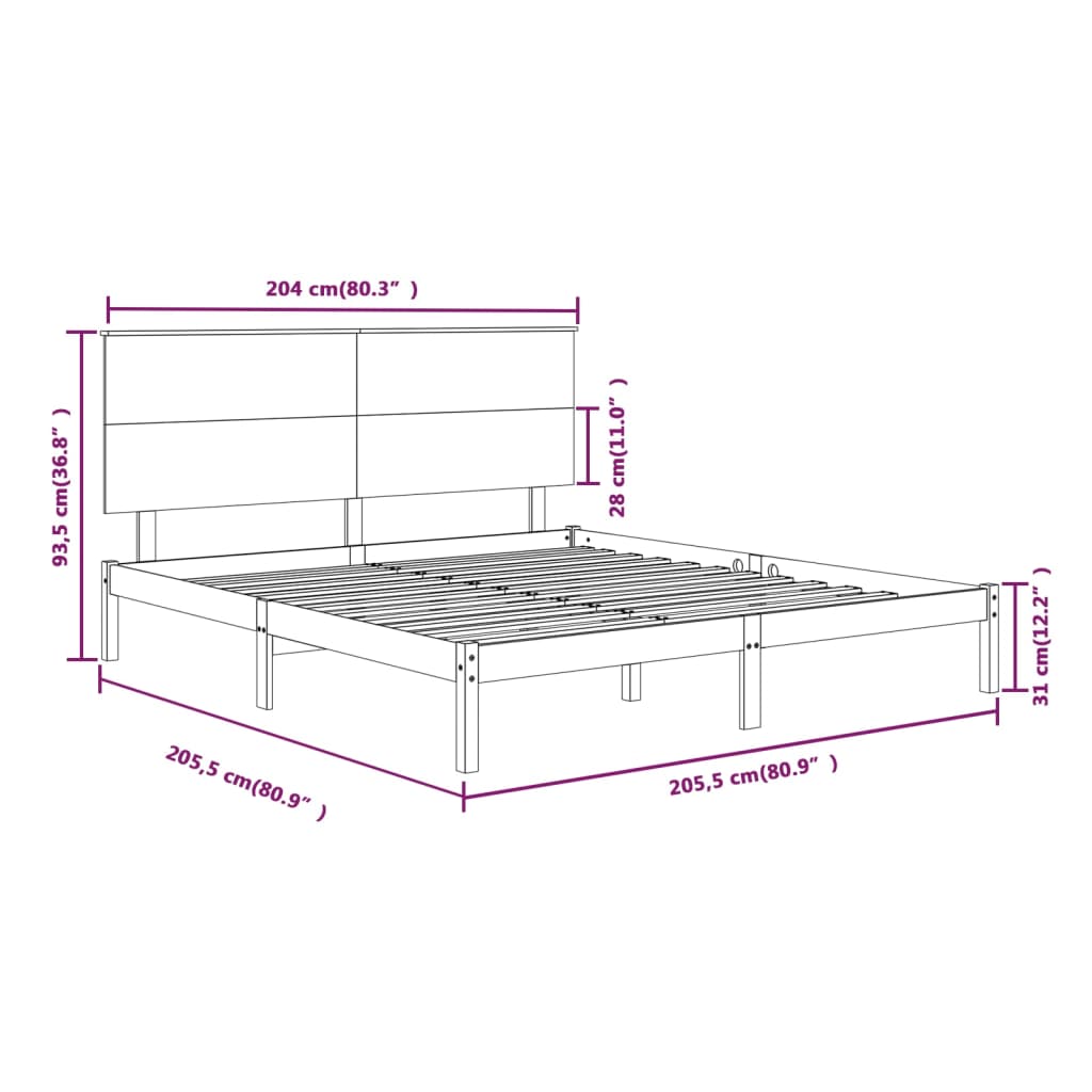 Giroletto Nero in Legno Massello di Pino 200x200 cm - homemem39