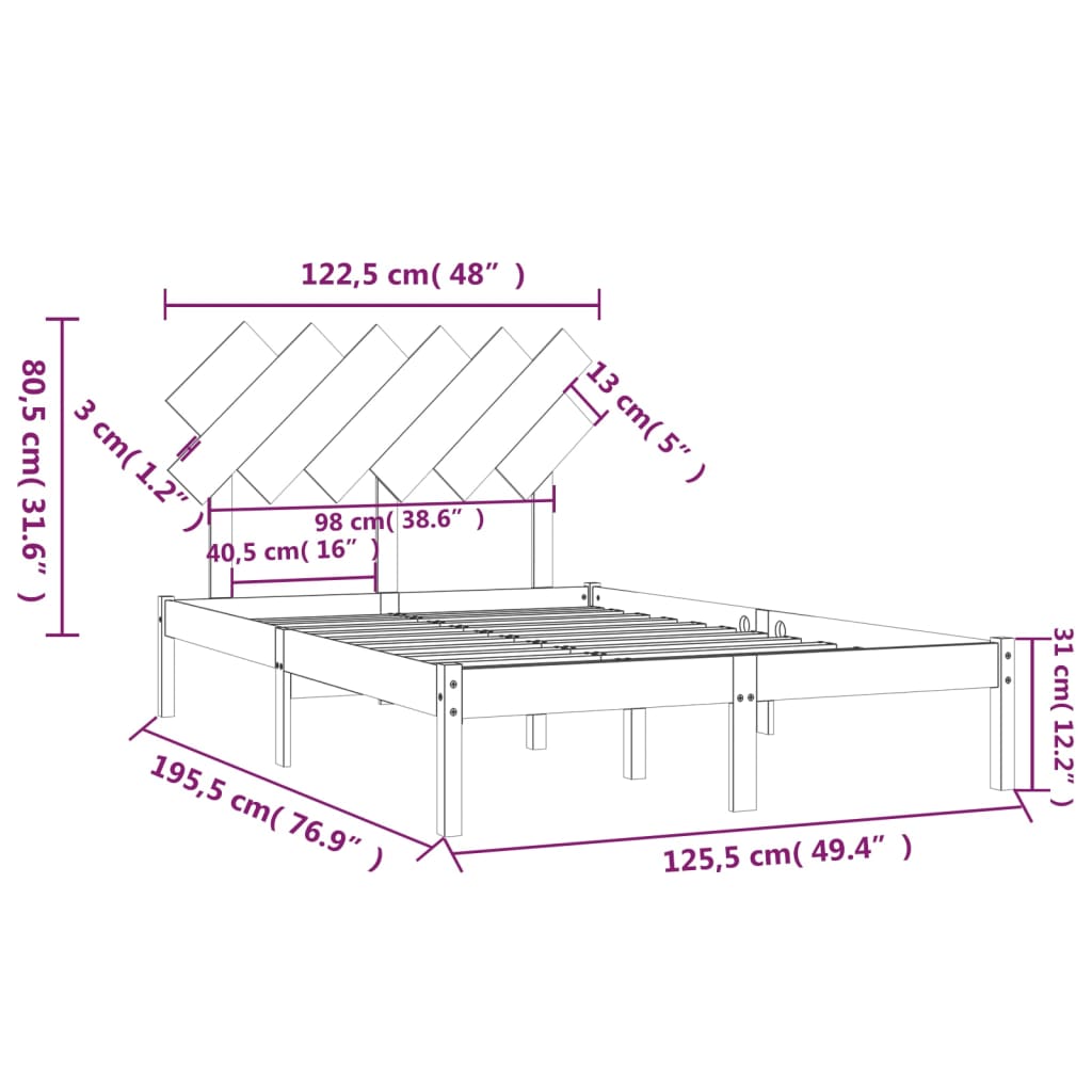 Giroletto 120x190 cm Small Double in Legno Massello - homemem39