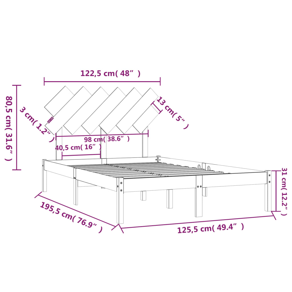 Giroletto Bianco 120x190 cm Small Double in Legno Massello - homemem39