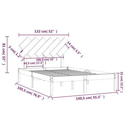 Giroletto Nero 135x190 cm 4FT6 Double in Legno Massello - homemem39