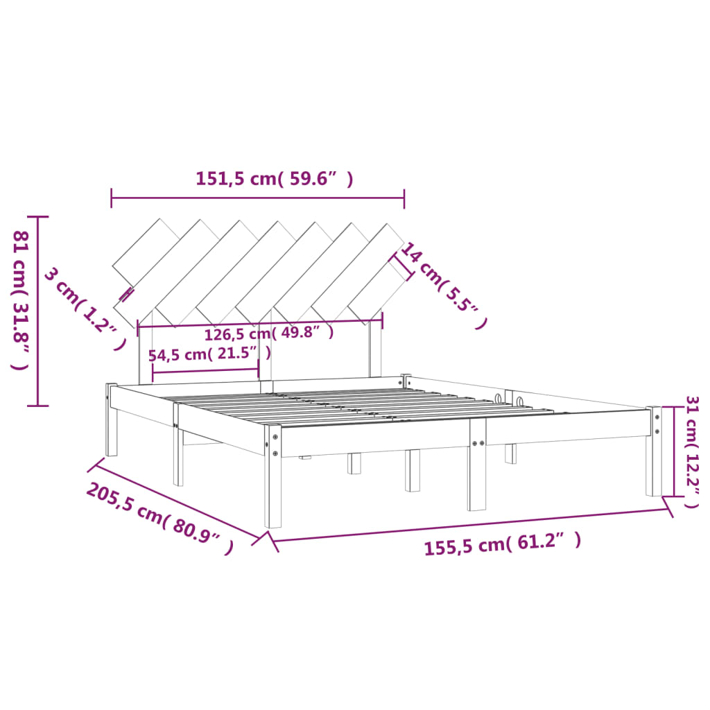 Giroletto 150x200 cm King in Legno Massello - homemem39