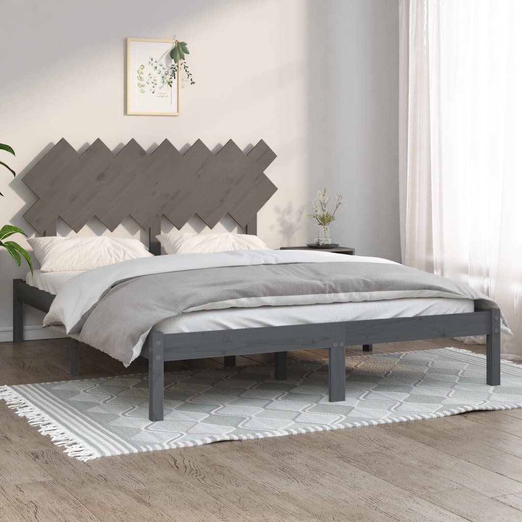 Giroletto Grigio 150x200 cm 5FT King Size in Legno Massello - homemem39