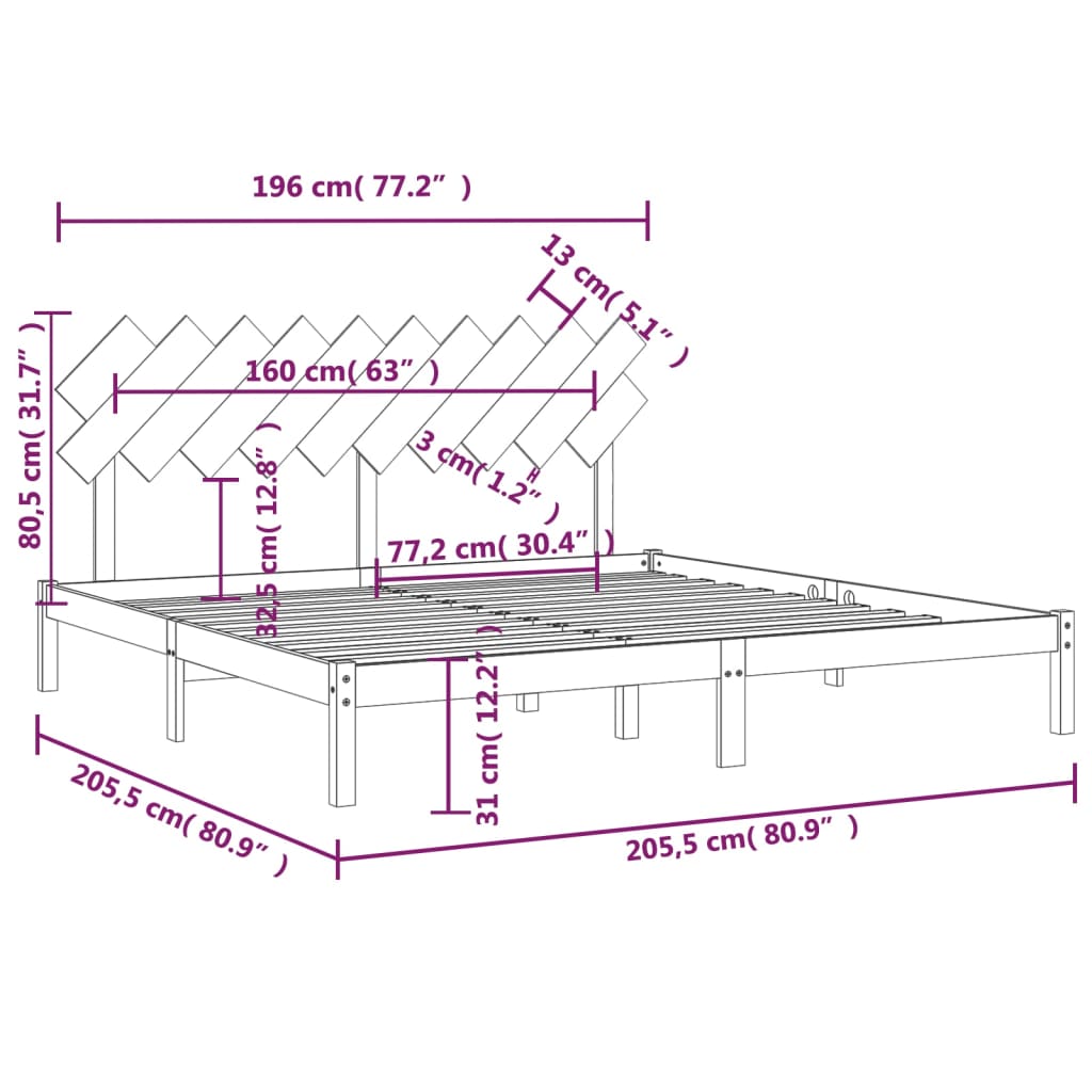 Giroletto Grigio 200x200 cm in Legno Massello - homemem39