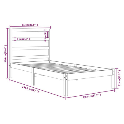 Giroletto Bianco in Legno Massello 75x190 cm Small Single - homemem39