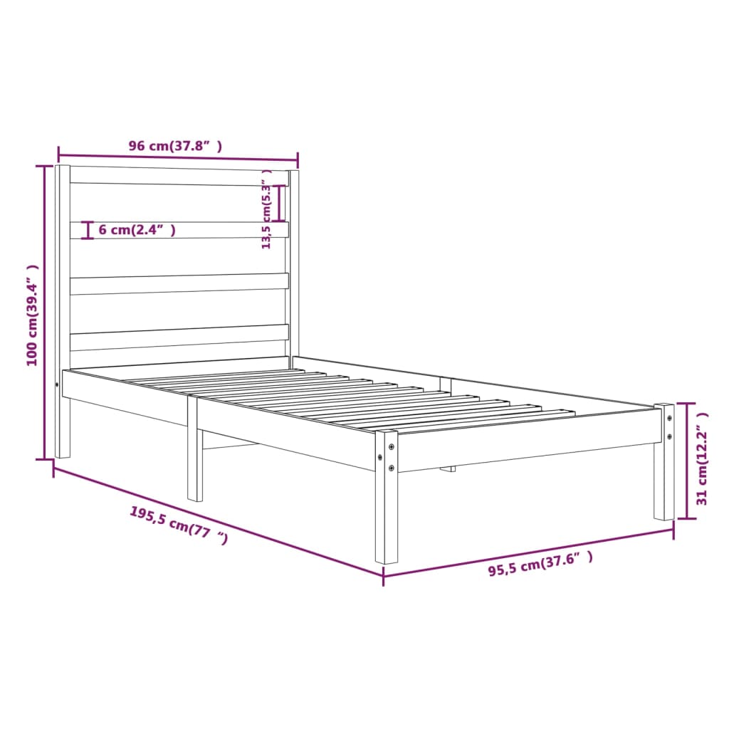 Giroletto Nero in Legno Massello 90x190 cm 3FT Single - homemem39