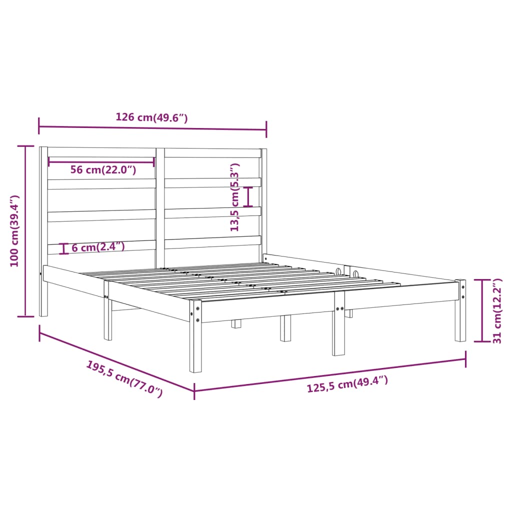 Giroletto Bianco in Legno Massello 120x190 cm Small Double - homemem39