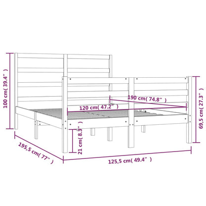 Giroletto in Legno Massello di Pino 120x190 cm 4FT Small Double - homemem39