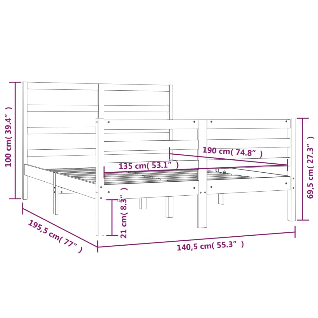 Giroletto in Legno Massello 135x190 cm Small Double - homemem39