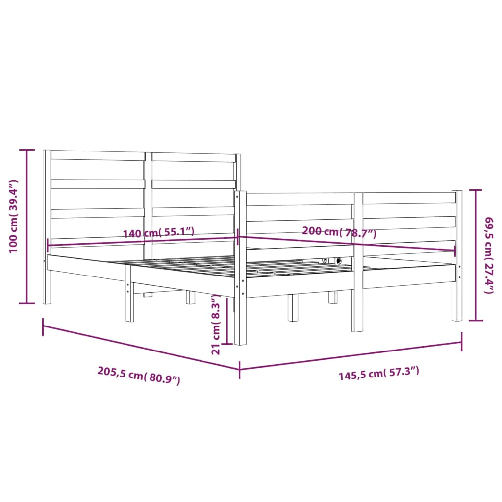 Giroletto Bianco in Legno Massello di Pino 140x200 cm - homemem39