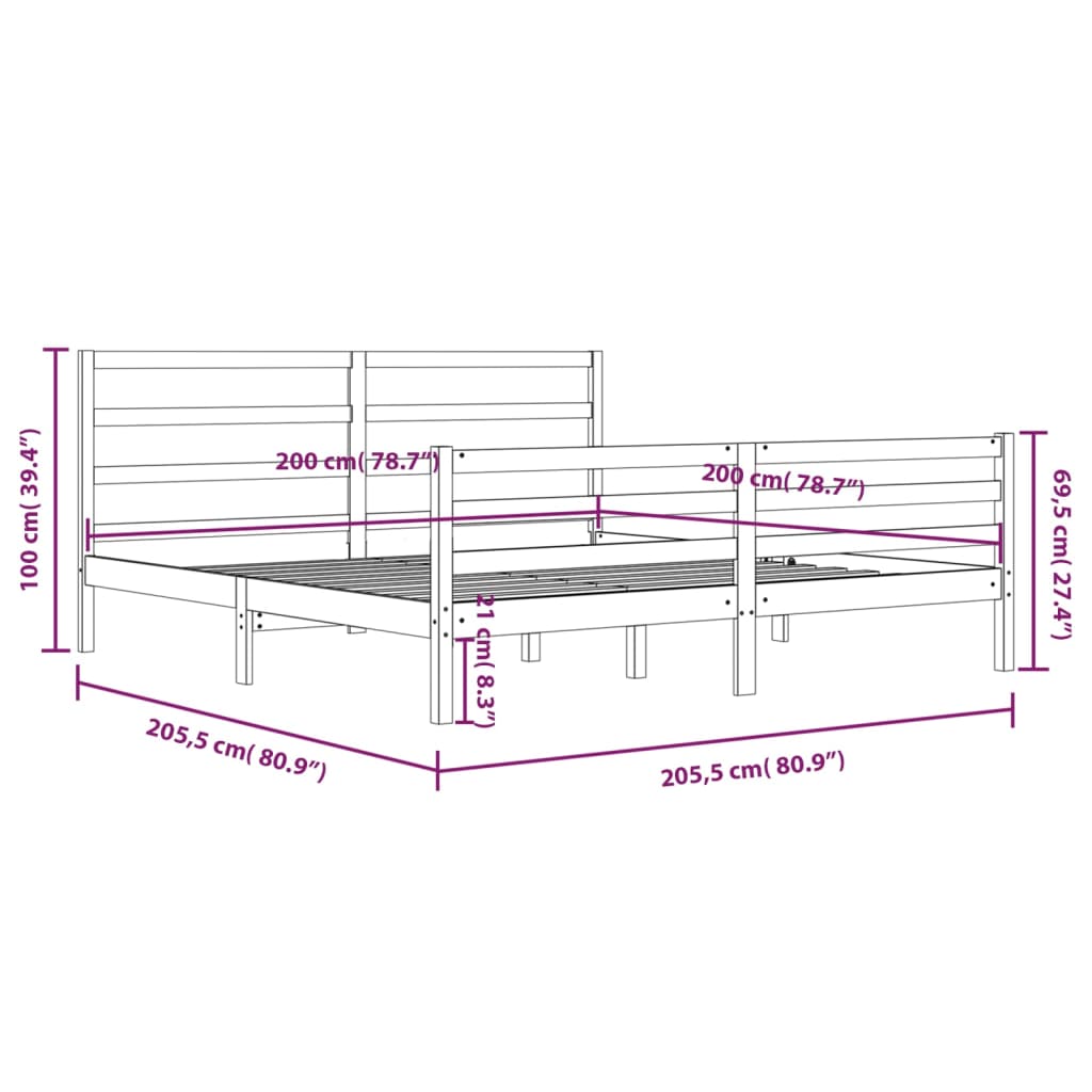 Giroletto Nero in Legno Massello di Pino 200x200 cm - homemem39