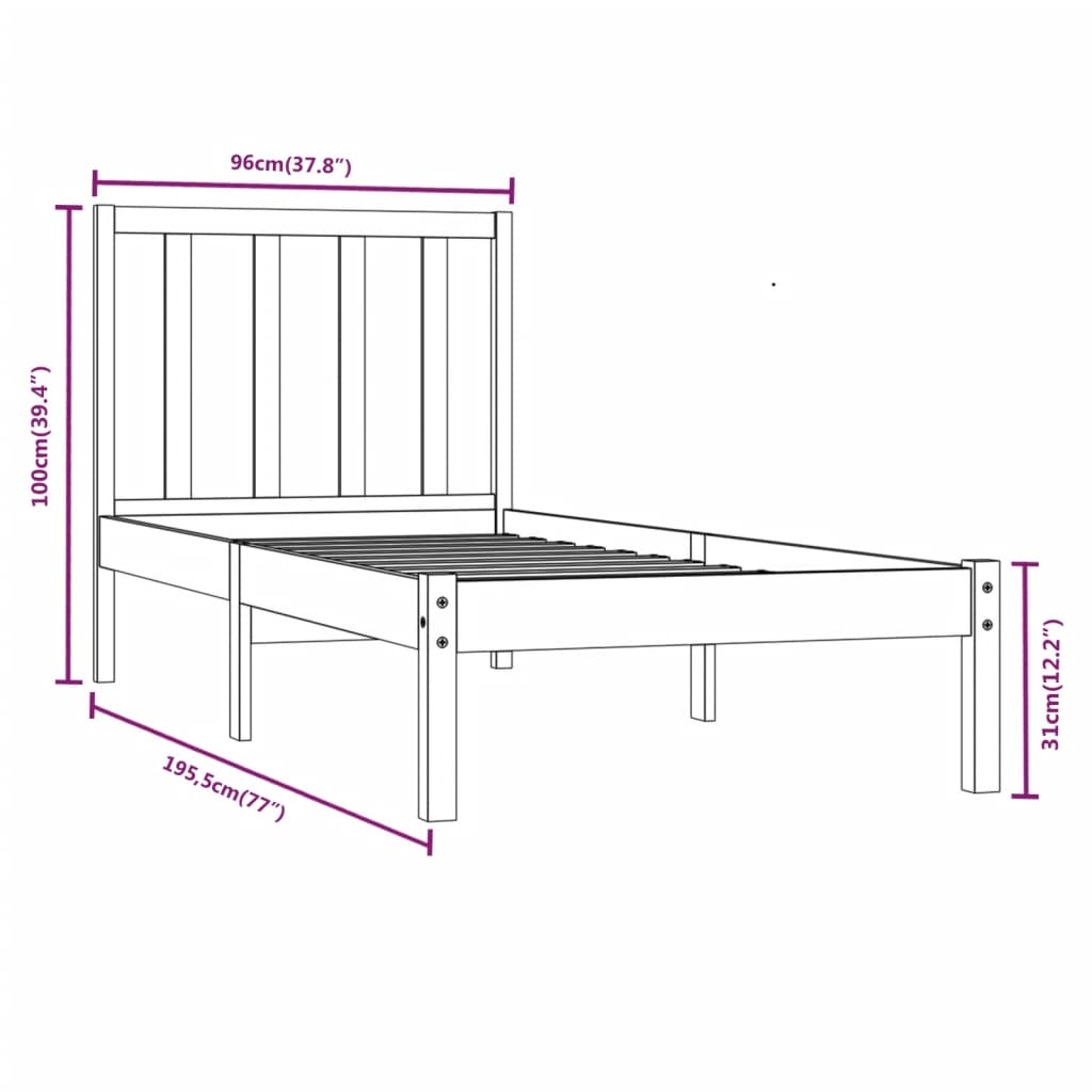 Giroletto Bianco in Legno Massello di Pino 90x190 cm Single - homemem39